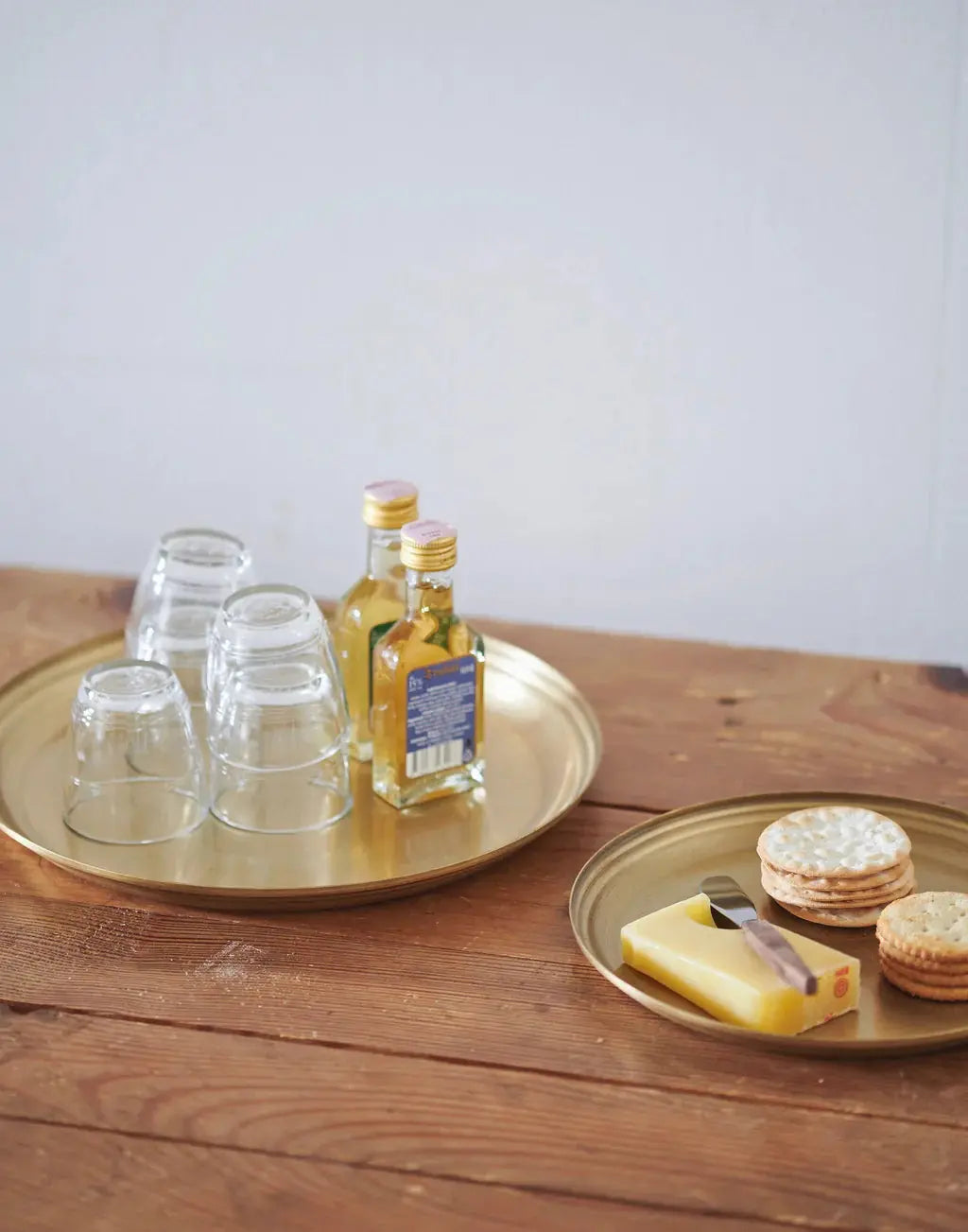 Brass Round Serving Tray Fog Linen