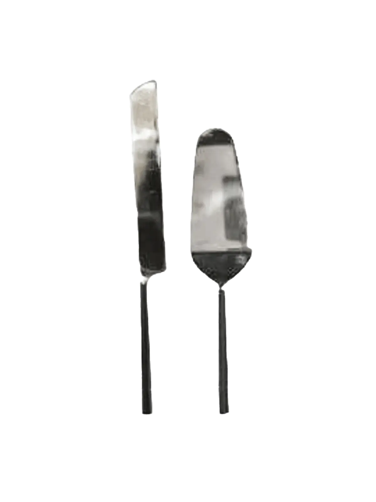 Burnished Black &amp; Stainless Steel Cake Servers | Set of 2 CC Interiors