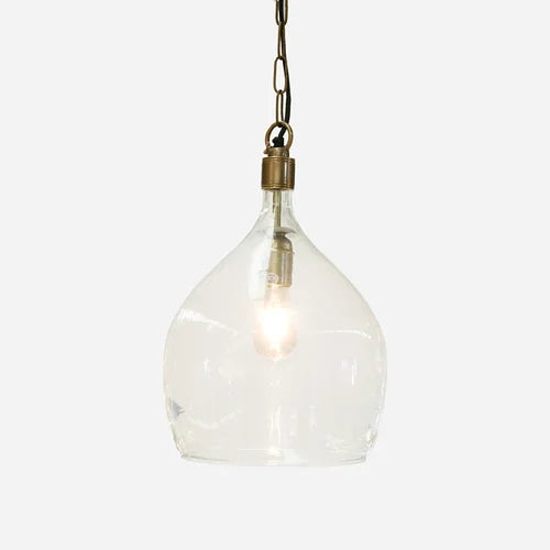 Capri Antique Brass &amp; Glass Hanging Lamp