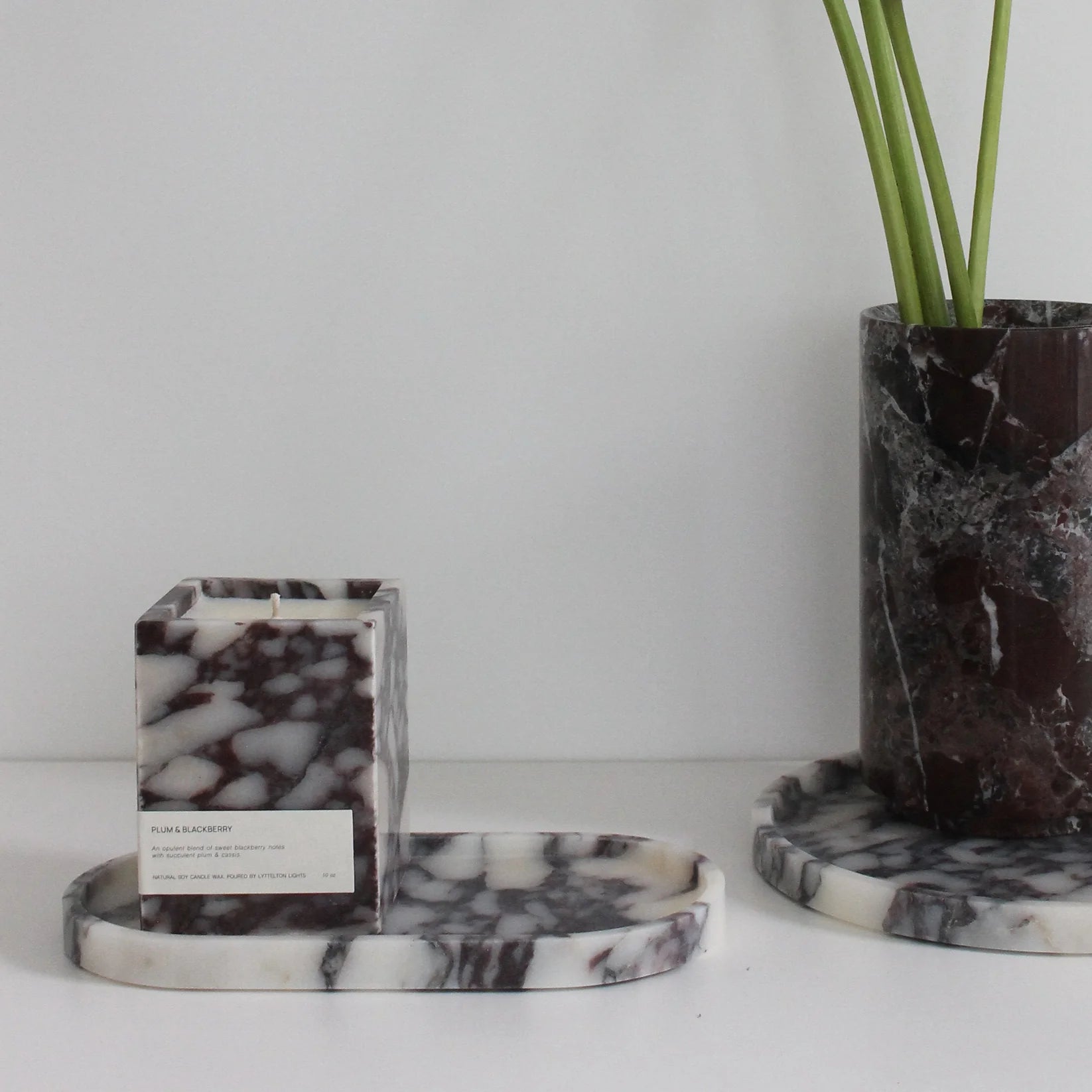Dawn Candle | Calacatta - Blackberry &amp; Plum
