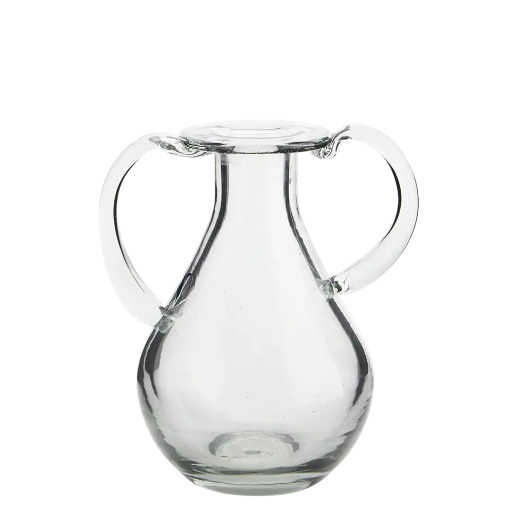 Glass Vase with Handles Wooden Horse