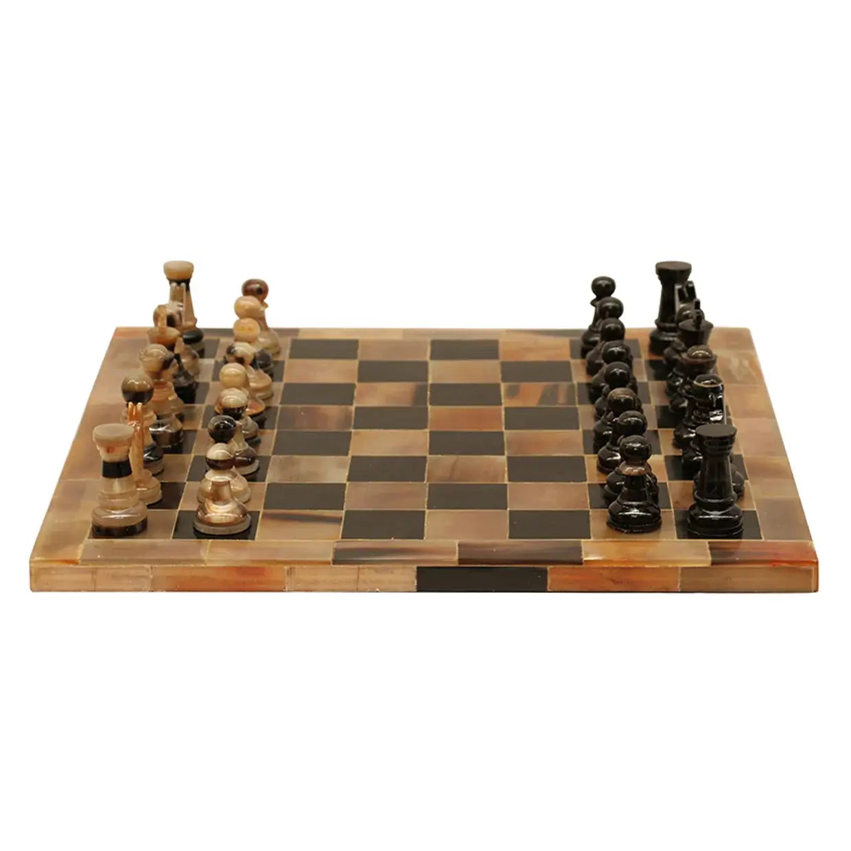 Havali Chess Set Horn Pieces and Board CC Interiors