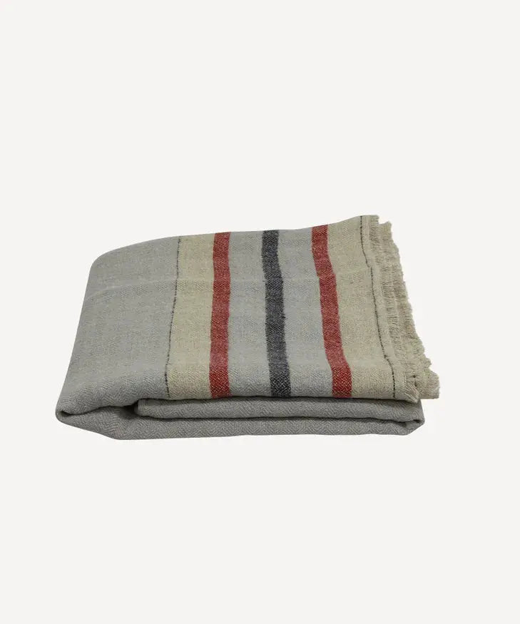 Herringbone Stripe Linen Throw French Country Collections