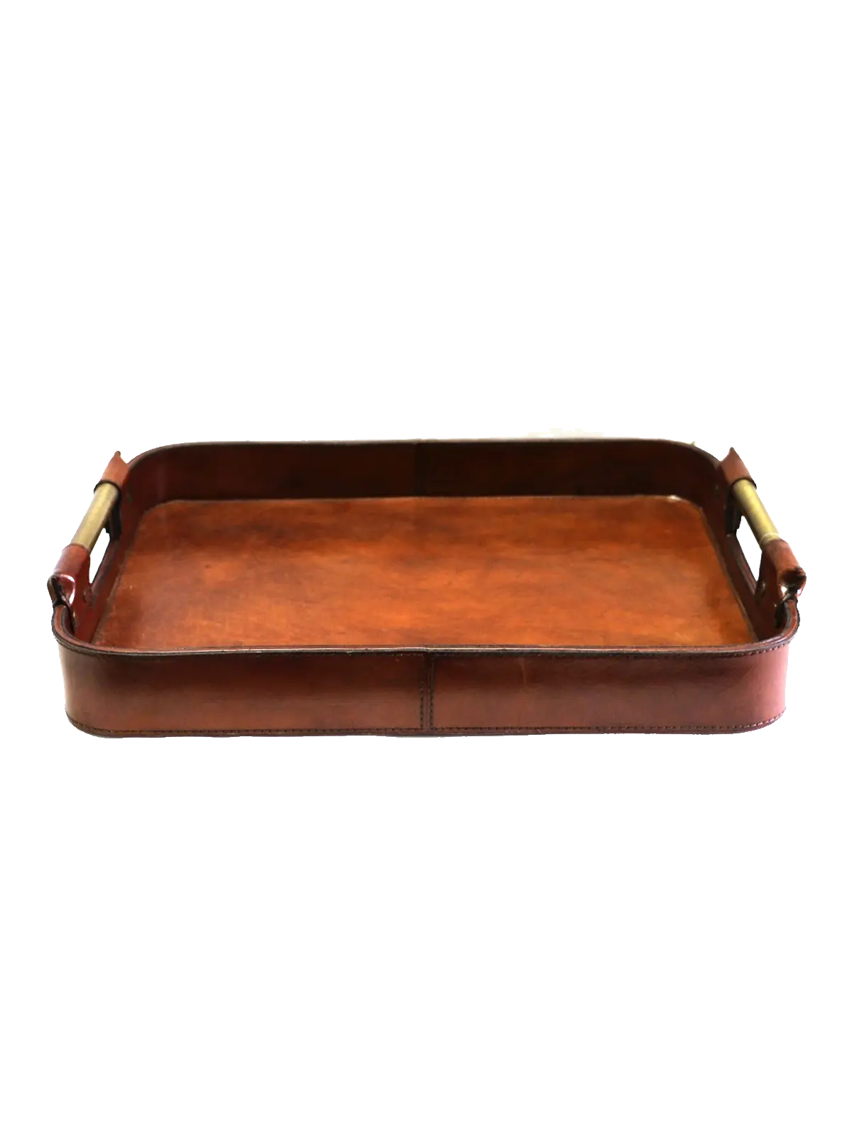 Leather Tray with Brass Handles CC Interiors