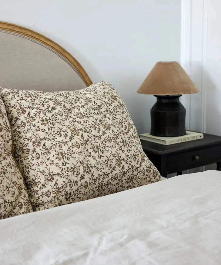 Lilibeth Handblock Olive Velvet Bedding Marmaduke Shoppe