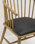 Oak and Aged Black Leather Dining Chair Hawthorne Group