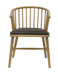 Oak and Aged Black Leather Dining Chair Hawthorne Group