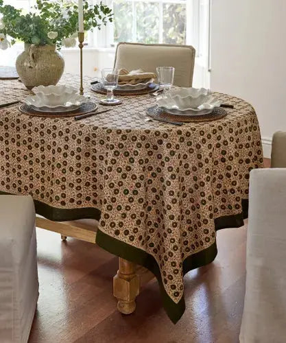 Odette Handblock Cotton Tablecloth French Country Collections