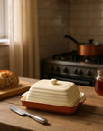 Porto Terracotta Ribbed Butter Dish | Stone