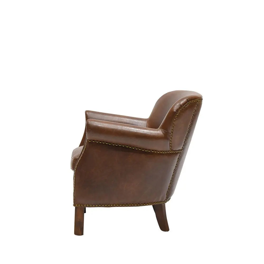 Rhodes Brown Leather Armchair Hawthorne Group
