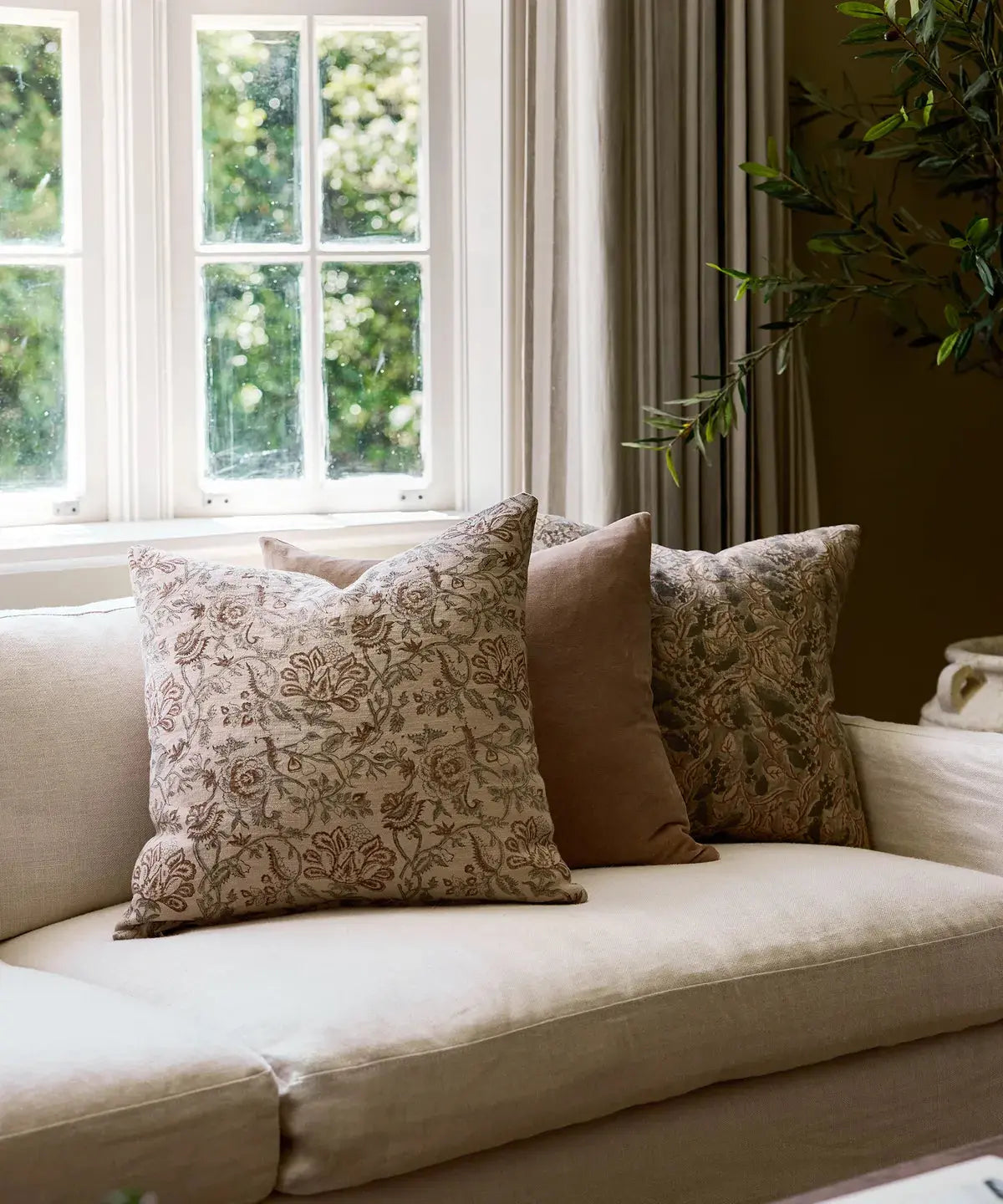 Savannah Floral Handblock Cushion Cover French Country Collections