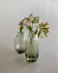 Moss Green Glass Vase / Set of 2 Wooden Horse
