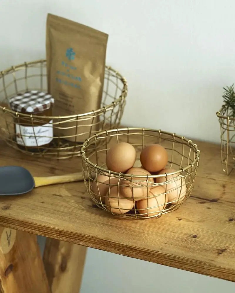 Shallow Round Wire Basket Fog Linen