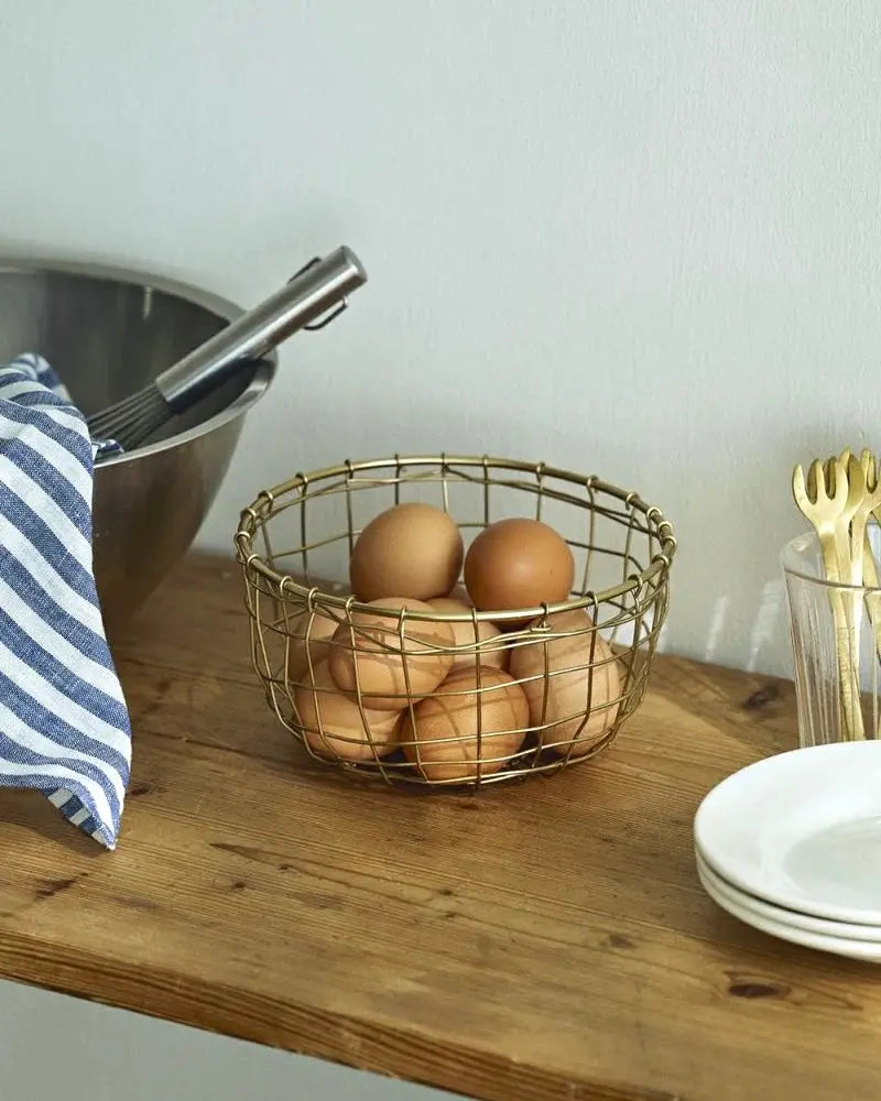 Shallow Round Wire Basket Fog Linen