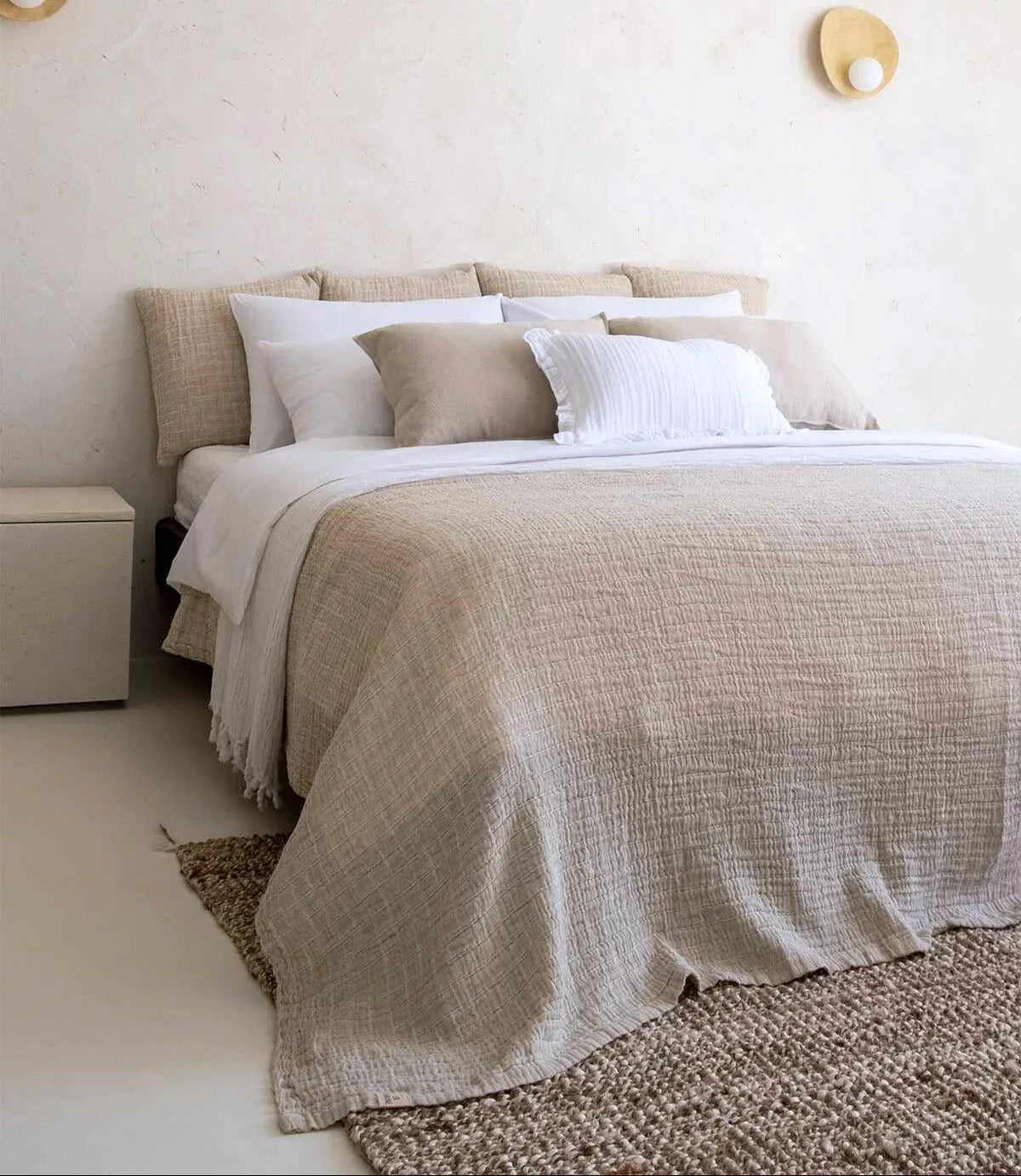 Natural Linen Textural Bed Cover