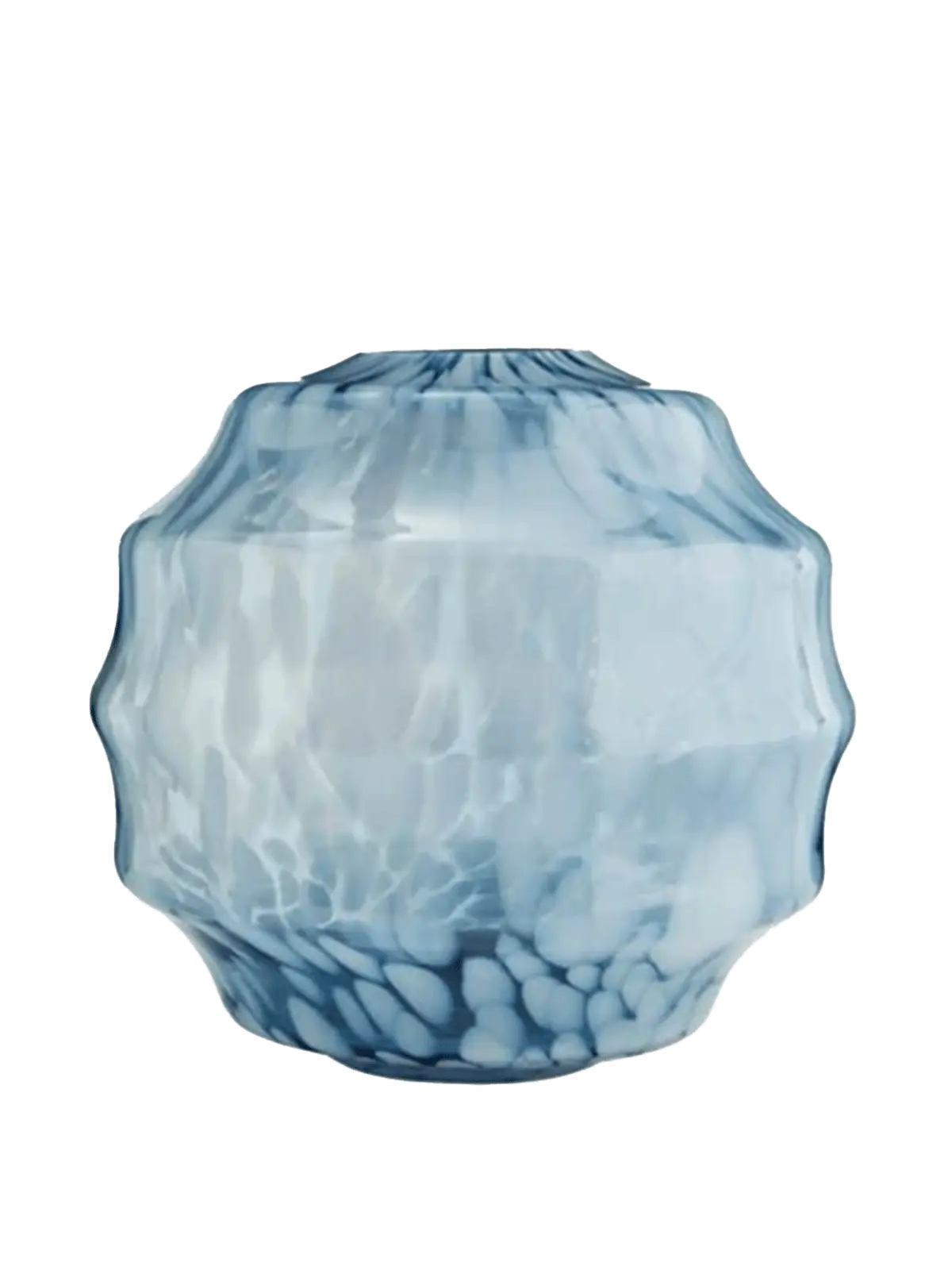 Blue/White Round Glass Vase Wooden Horse