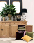 Olive Green Velvet Cushion Cover with linen back