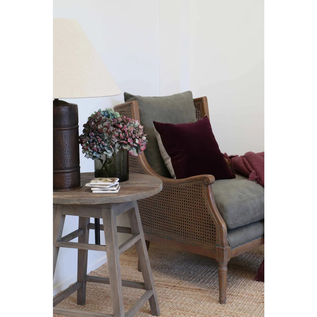 Plum Velvet Cushion Cover with linen back