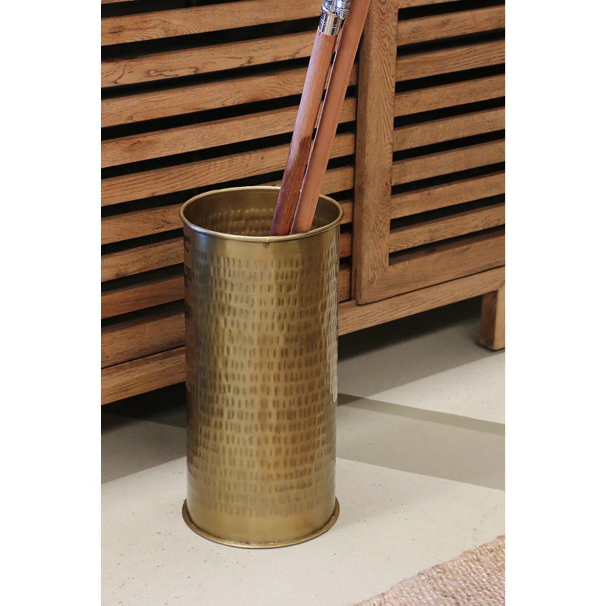 Rossini Etched Umbrella Stand in Antique Brass Finish