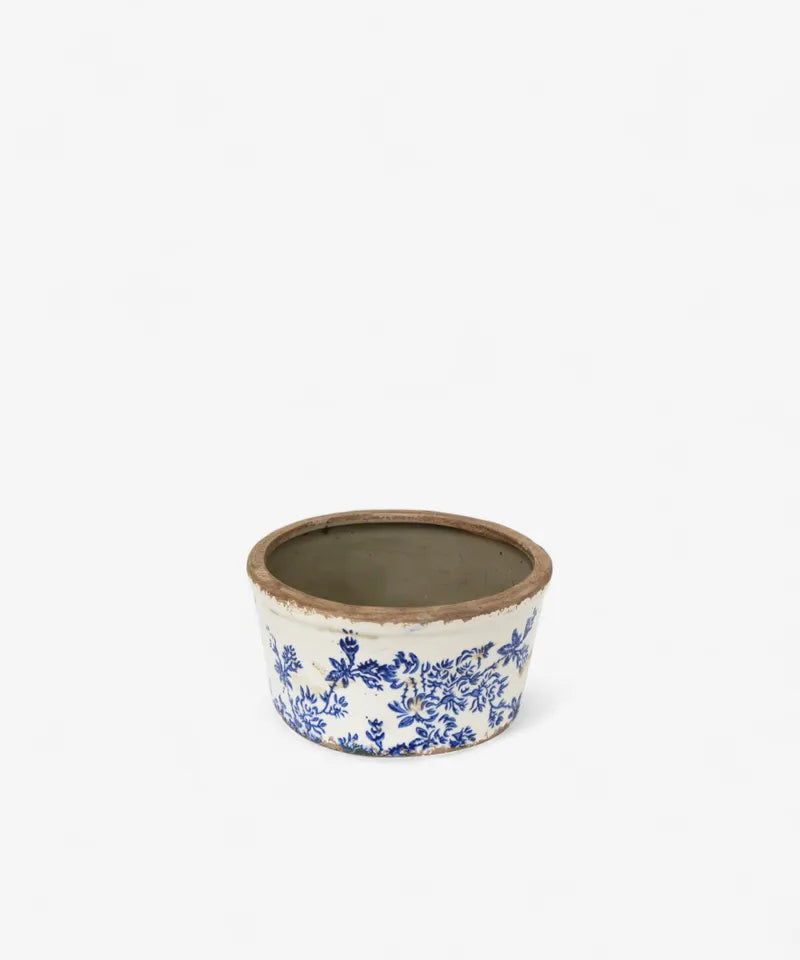 Blue Floral Wide Pot