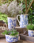 Blue Floral Wide Pot