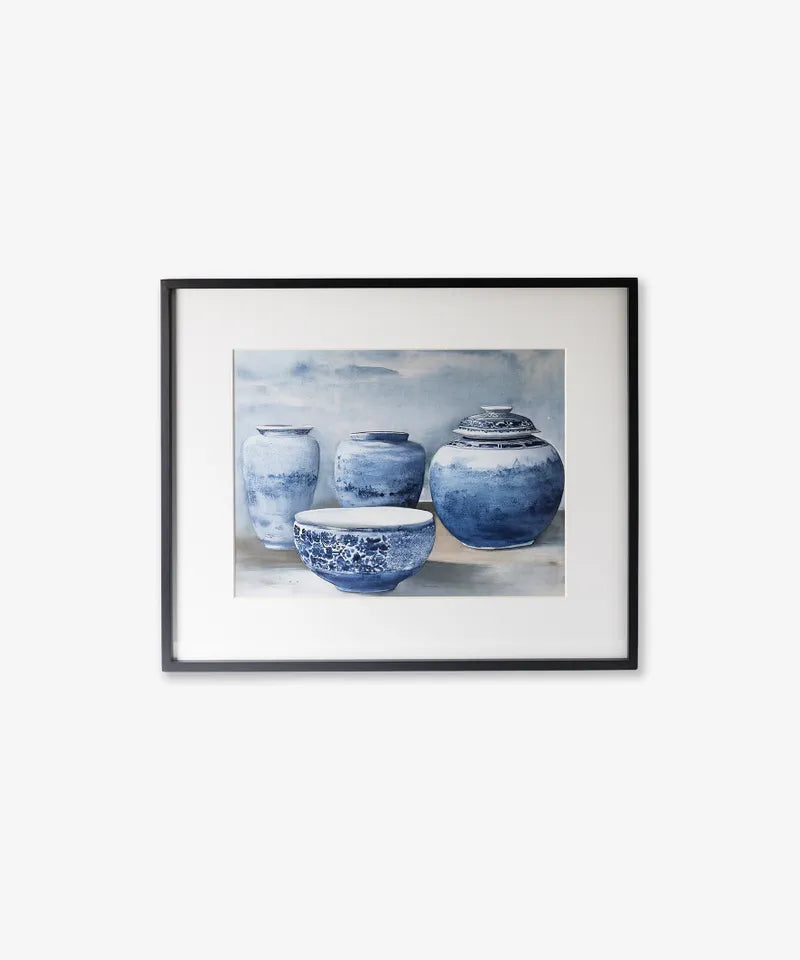 Blue Chinoiserie Vases Wall Art Small