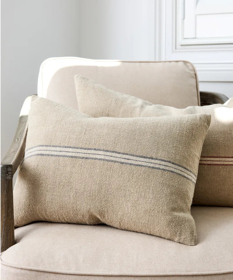 Woven Stripe Linen Cushion Cover Blue