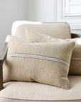 Woven Stripe Linen Cushion Cover Blue