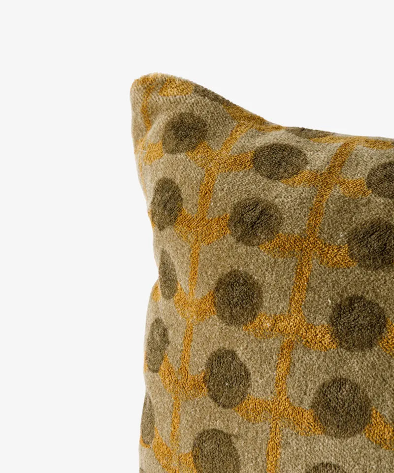 Dots Handblock Velvet Cushion Cover