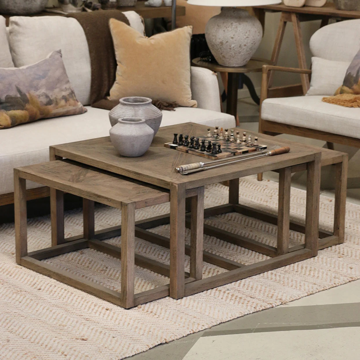 Omaha Natural Oak CoffeeTables Nest of 3