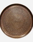 Moroccan Round Beaten Tray | Antique Copper Finish
