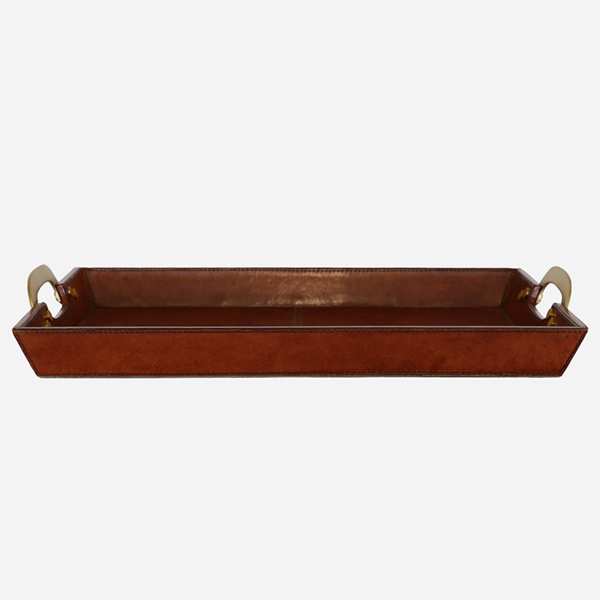 Savoy Leather Tray with Brass Handles