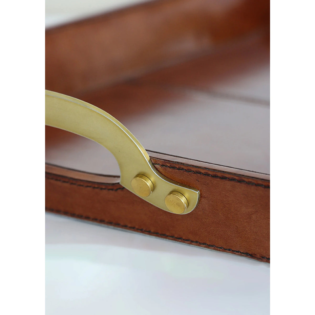 Savoy Leather Tray with Brass Handles